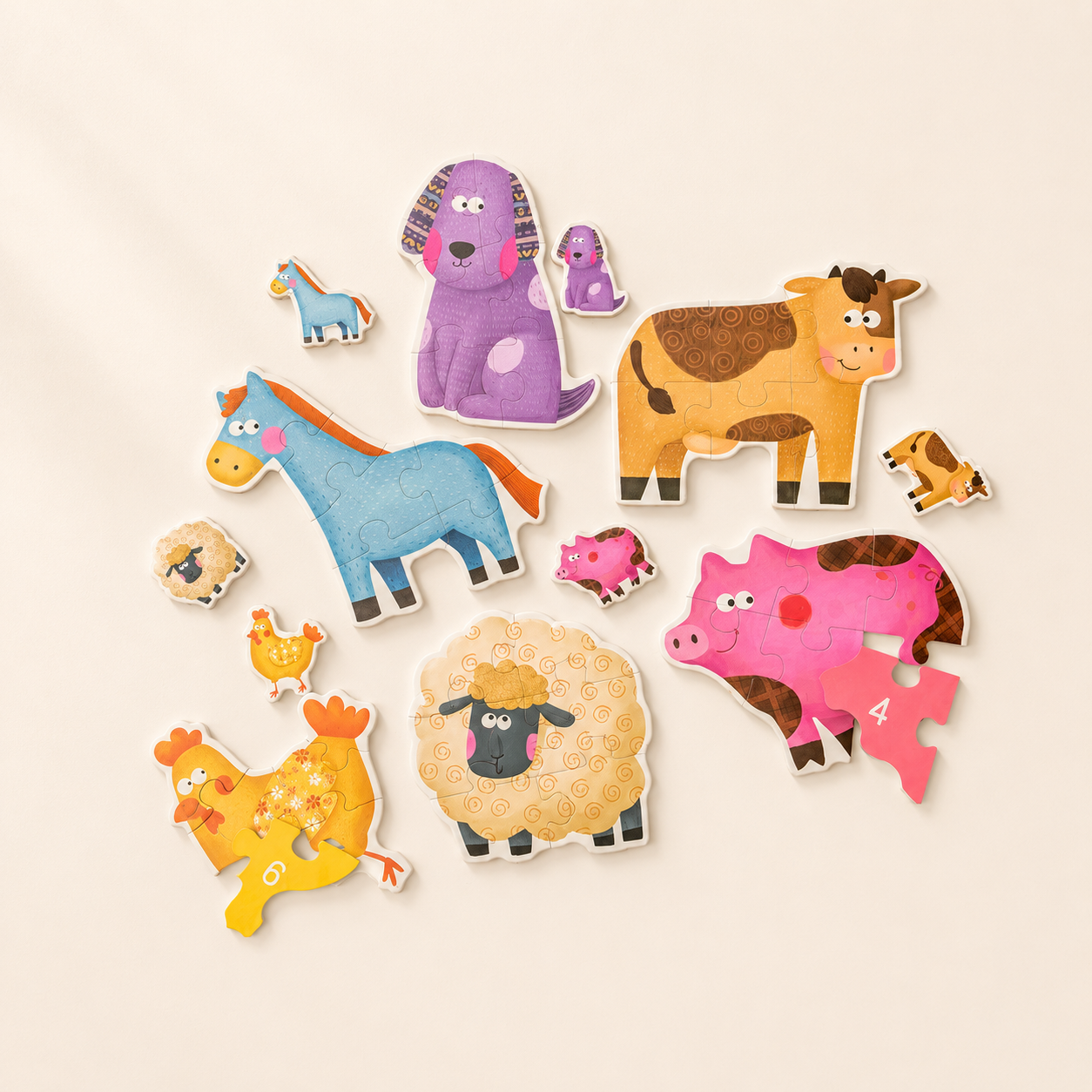 Rompecabezas de Animales de Madera (6 Piezas)