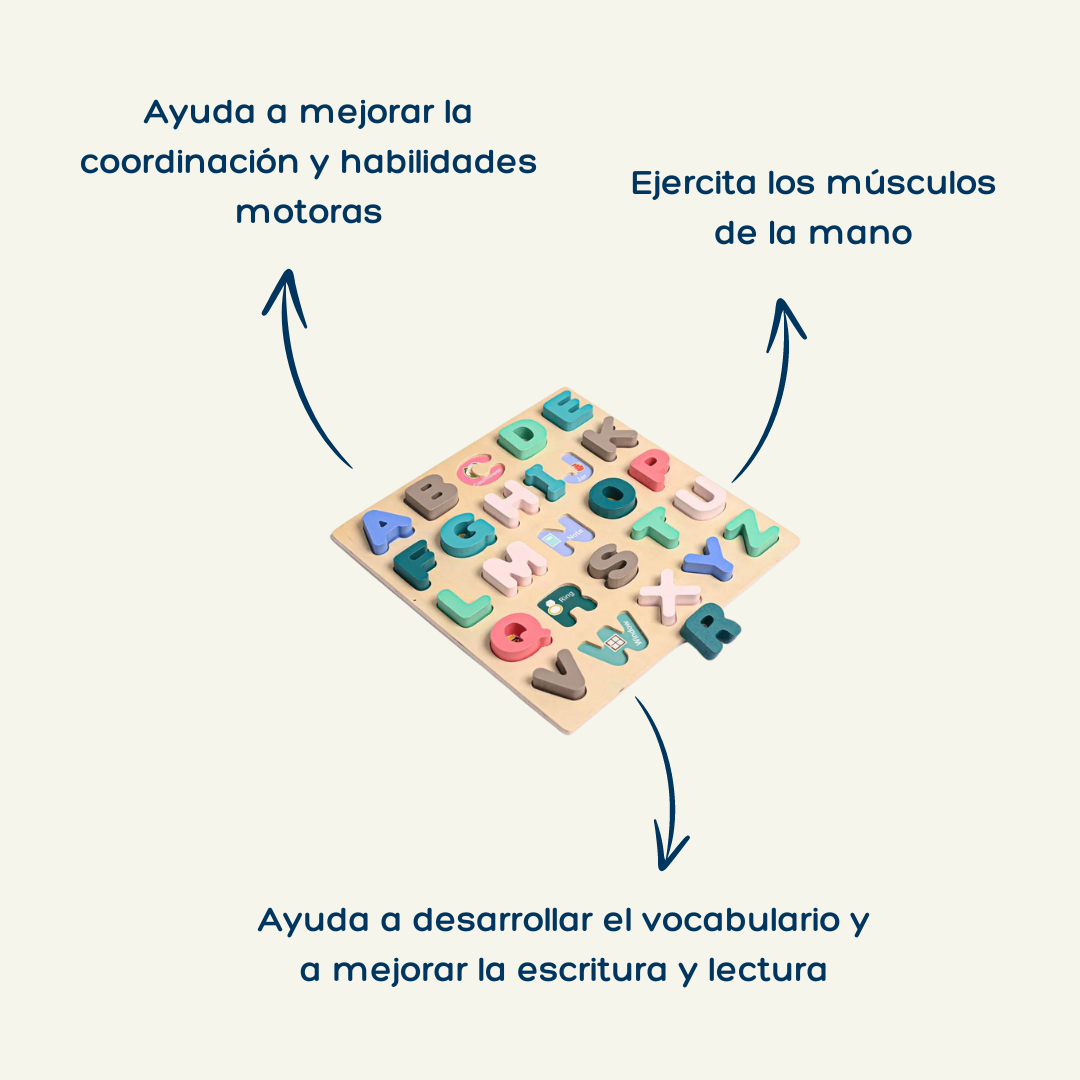 Juego de letras, números y formas