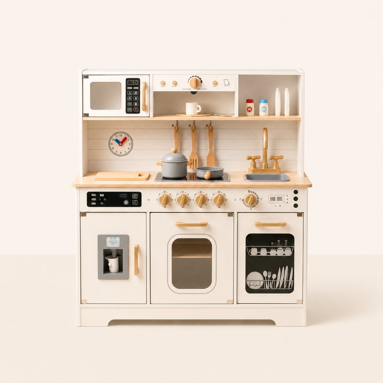 Cocina Deluxe Nekito con estufa, microondas y utensilios para juego simbólico