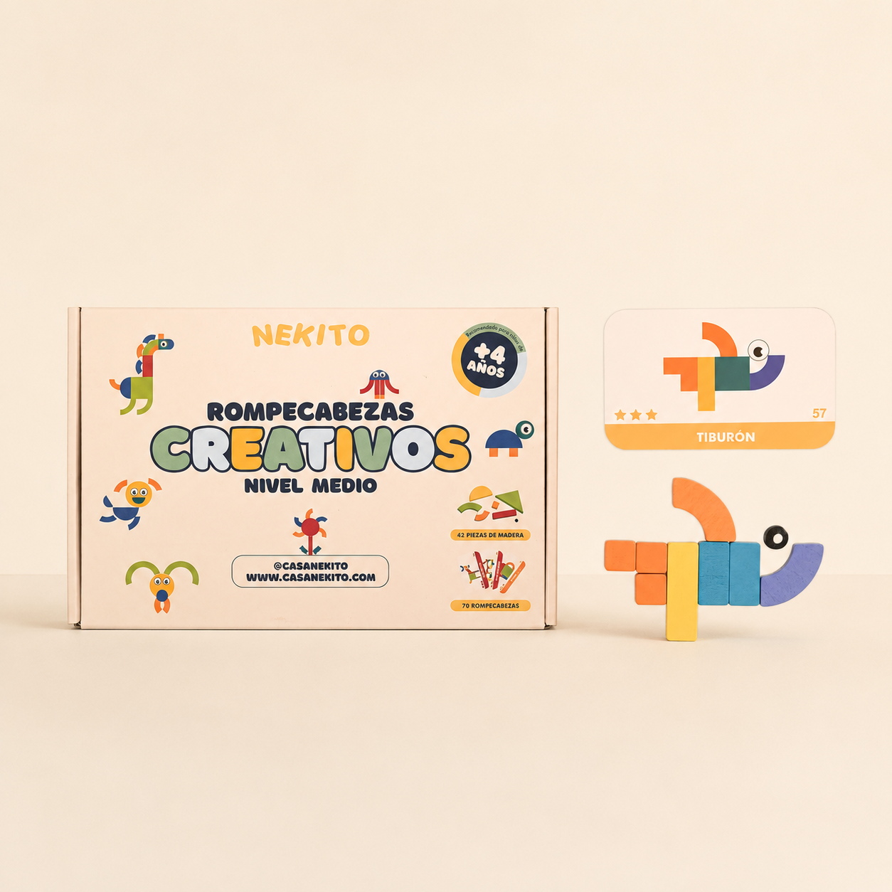 Rompecabezas creativos Nekito, tangram de madera